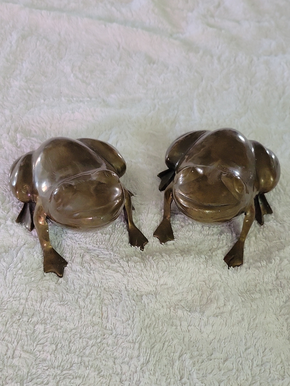 Vintage Solid Brass Hand Made In Japan Frog Figurine Pair Decorative Home Accent